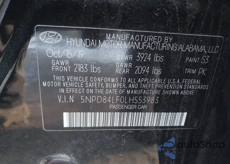 2020 Hyundai Elantra Sel из США, поврежденный, VIN 5NPD84LF0LH553983